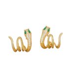Buddha Stones 925 Sterling Silver Green-eyed Snake Shape Year Of The Snake Harmony Earrings Earrings BS 2