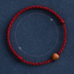 Buddha Stones Natural Peach Wood Bead Ward Off Evil Spirits Braided Bracelet Bracelet Anklet BS 23