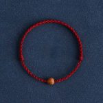 Buddha Stones Natural Peach Wood Bead Ward Off Evil Spirits Braided Bracelet Bracelet Anklet BS 22
