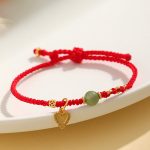 Buddha Stones 925 Sterling Silver Hetian Jade Bead Copper Coin Love Heart Charm Luck Bracelet Bracelet BS 3