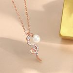 Buddha Stones 925 Sterling Silver Pearl Year Of The Snake Blessing Sincerity Necklace Pendant Necklaces & Pendants BS Snake Pearl Rose Gold