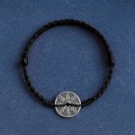 Buddha Stones 925 Sterling Silver Coin Protection Braided Bracelet Anklet Bracelet Anklet BS Black Rope Bracelet(Wrist Circumference 15-20cm)