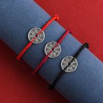 Buddha Stones 925 Sterling Silver Coin Protection Braided Bracelet Anklet Bracelet Anklet BS 19