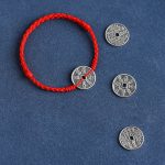 Buddha Stones 925 Sterling Silver Coin Protection Braided Bracelet Anklet Bracelet Anklet BS 13