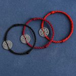 Buddha Stones 925 Sterling Silver Coin Protection Braided Bracelet Anklet Bracelet Anklet BS 18