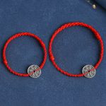 Buddha Stones 925 Sterling Silver Coin Protection Braided Bracelet Anklet Bracelet Anklet BS 14