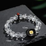 Buddha Stones White Crystal Ebony Wood Sak Yant Zashi Lhamo Healing Bracelet Bracelet BS 7