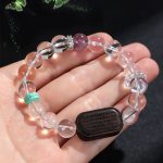 Buddha Stones White Crystal Ebony Wood Sak Yant Zashi Lhamo Healing Bracelet Bracelet BS 12