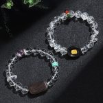 Buddha Stones White Crystal Ebony Wood Sak Yant Zashi Lhamo Healing Bracelet Bracelet BS 1