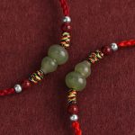 Buddha Stones Natural Hetian Jade Gourd Protection Luck Braided Bracelet Anklet Bracelet Anklet BS 1