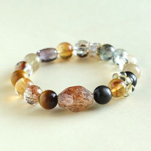 Buddha Stones Super Seven Crystal Topaz Obsidian Tiger Eye Positivity Bracelet Bracelet BS Super Seven Crystal Tiger Eye Obsidian(Wrist Circumference: 14-16cm)