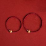 Buddha Stones Natural Peach Wood Bead Luck Braided Bracelet Anklet Bracelet Anklet BS 3