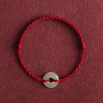 Buddha Stones Natural Hetian Jade Peace Buckle Protection Luck Braided Bracelet Anklet Bracelet Anklet BS Dark Red Rope Anklet(Circumference 17-30cm)