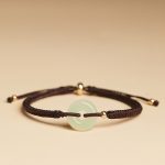 Buddha Stones Natural Hetian Jade Peace Buckle Fu Character Protection Luck Braided Bracelet Bracelet BS Hetian Jade Brown Rope