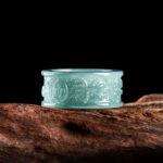 Buddha Stones Natural Jade Om Mani Padme Hum Carved Prosperity Ring Ring BS 2