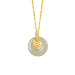 Buddha Stones Chinese Zodiac Hetian Jade 925 Sterling Silver Abundance Necklace Pendant Necklaces & Pendants BS Hetian Jade 925 Sterling Silver-Monkey