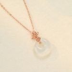 Buddha Stones Chalcedony 925 Sterling Silver Lotus Flower Fu Character Peace Buckle Positive Necklace Pendant Necklaces & Pendants BS Rose Gold