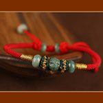 Buddha Stones Jade Abacus Bead Prosperity Red String Rope Bracelet Bracelet BS 15