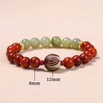 Buddha Stones Natural Rosewood Cyan Jade Bodhi Seed Lotus Warmth Calm Bracelet Bracelet BS 8