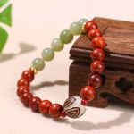 Buddha Stones Natural Rosewood Cyan Jade Bodhi Seed Lotus Warmth Calm Bracelet Bracelet BS 9