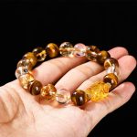 Buddha Stones Natural Yellow Tiger Eye Citrine Beeswax Pixiu Strength Bracelet Bracelet BS 2