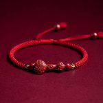 Buddha Stones Handmade Cinnabar Ruyi Handle Fu Character PiXiu Blessing Red String Braided Bracelet Bracelet BS 2