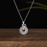 Buddha Stones 925 Sterling Silver Year Of The Snake Chalcedony Peace Buckle Positive Necklace Pendant Necklaces & Pendants BS Chalcedony 925 Sterling Silver Snake
