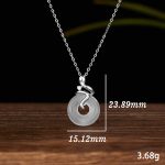 Buddha Stones 925 Sterling Silver Year Of The Snake Chalcedony Peace Buckle Positive Necklace Pendant Necklaces & Pendants BS 8