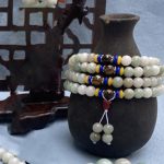 Buddha Stones 108 Mala Beads Natural Shetai jade Luck Prosperity Bracelet Mala Bracelet BS 1