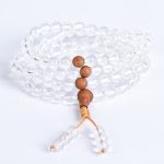 Buddha Stones 108 Mala Beads Natural Stone White Crystal Sandalwood Healing Bracelet Mala Bracelet BS 2