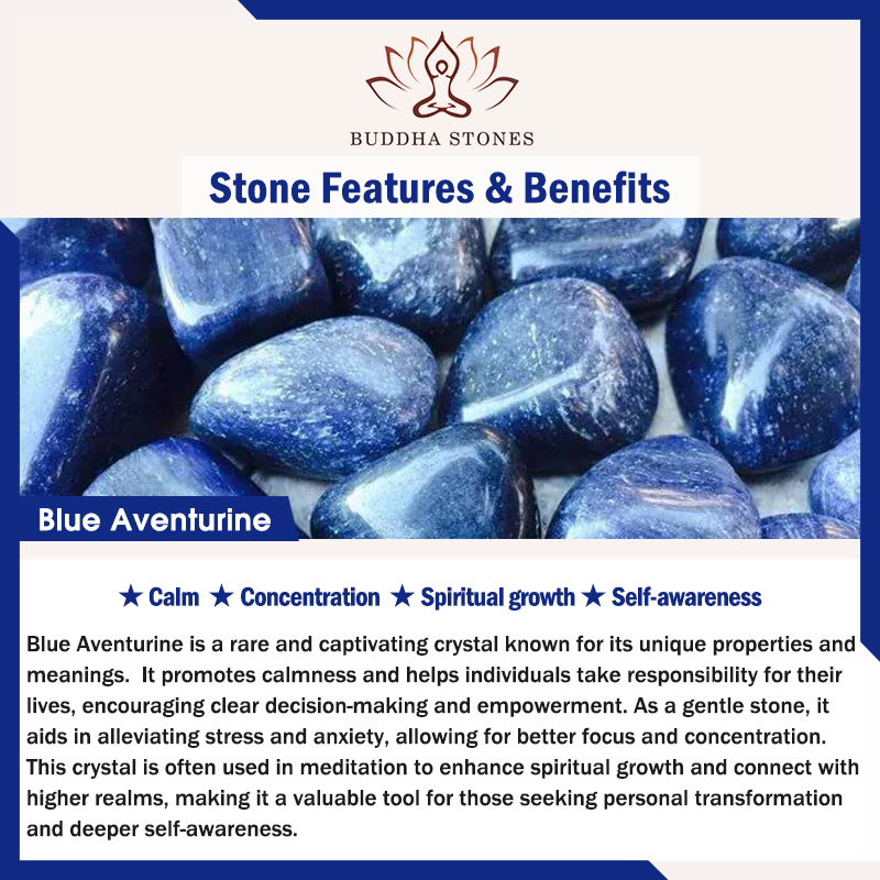 Buddha Stones 108 Mala Beads Multi-layer Natural Blue Aventurine Lotus Calm Bracelet Mala Bracelet BS 1