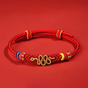 Buddha Stones Red String Eight Thread Peace Knot Year Of The Snake Protection Braided Bracelet Bracelet BS Kid(Wrist Circumference: 11-15cm)