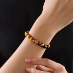 Buddha Stones Natural Yellow Black Tiger Eye Citrine Strength Bracelet Bracelet BS 8