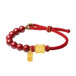 Buddha Stones 999 Sterling Silver Six True Words Om Mani Padme Hum Cinnabar Blessing String Bracelet Bracelet BS 15