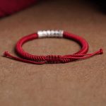 Buddha Stones Handmade 999 Sterling Silver Peace and Good Fortune Om Mani Padme Hum Luck Rope Bracelet Bracelet BS 9