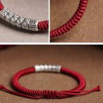 Buddha Stones Handmade 999 Sterling Silver Peace and Good Fortune Om Mani Padme Hum Luck Rope Bracelet Bracelet BS 13