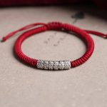 Buddha Stones Handmade 999 Sterling Silver Peace and Good Fortune Om Mani Padme Hum Luck Rope Bracelet Bracelet BS 10