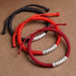 Buddha Stones Handmade 999 Sterling Silver Peace and Good Fortune Om Mani Padme Hum Luck Rope Bracelet Bracelet BS 1
