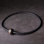 Buddha Stones Ebony Wood Copper Brass Balance Ball Cuboid Double Wrap Bracelet Necklace Bracelet BS 3