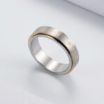 Buddha Stones Tibetan Mantra Titanium Steel Balance Rotatable Ring Ring BS 5