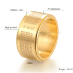 Buddha Stones Great Compassion Mantra Carved Titanium Steel Strengthen Rotatable Ring Ring BS 7