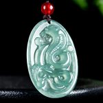 Buddha Stones Natural Jade Oval Year Of The Snake Luck Necklace Pendant - image 2