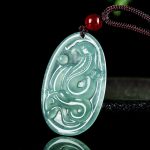 Buddha Stones Natural Jade Oval Year Of The Snake Luck Necklace Pendant - image 4