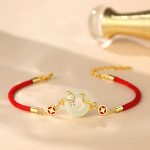 Buddha Stones Hetian Jade Chalcedony Peace Buckle Coin 925 Sterling Silver Year Of The Snake Red String Prosperity Bracelet Bracelet BS 2