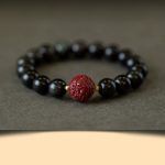 Buddha Stones Chinese Zodiac Natural Black Obsidian Cinnabar Purification Bracelet Bracelet BS 10mm Black Obsidian Cinnabar-Rooster