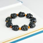 Buddha Stones Rainbow Obsidian Laughing Buddha Positive Transformation Bracelet Bracelet BS 1