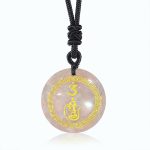Buddha Stones Swastika Pattern Vajra Protection Mantra Natural Various Crystal Black Obsidian Purification Necklace Pendant Necklaces & Pendants BS White Crystal