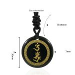 Buddha Stones Surrounding Swastika Pattern Vajra Protection Mantra Natural Various Crystal Black Obsidian Fulfilment Necklace Pendant Necklaces & Pendants BS 1