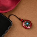 Buddha Stones Natural Cinnabar Six True Words 'Om Mani Padme Hum' Braided String Blessing Key Chain Necklace Pendant Necklaces & Pendants BS Cinnabar Om Mani Padme Hum Phone Chain