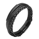 Buddha Stones Multi-layered Titanium Steel Calm Leather Buckle Bracelet Bracelet BS 3